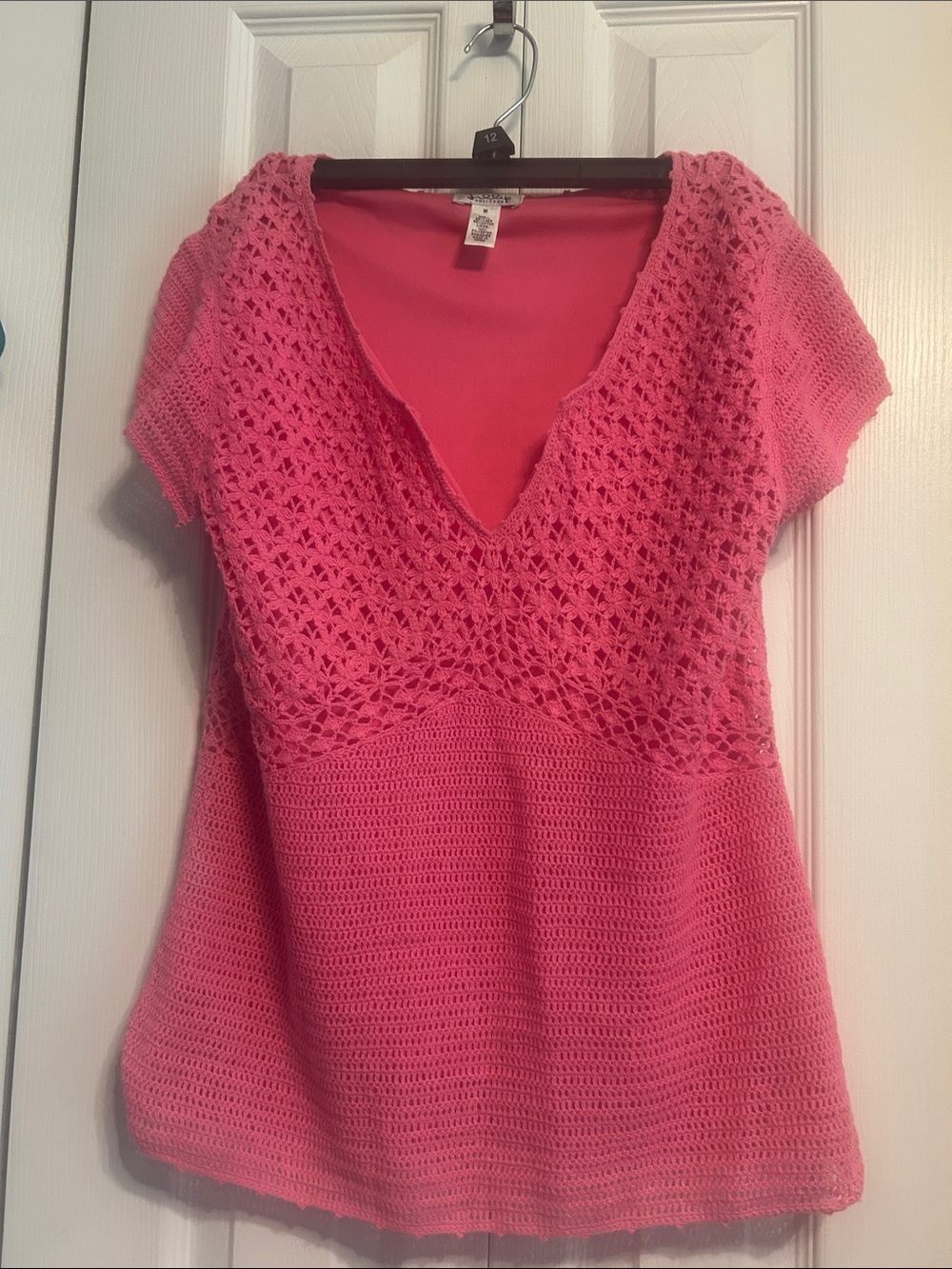 Lilly Pulitzer Bright Pink Crochet V-Neck Tunic